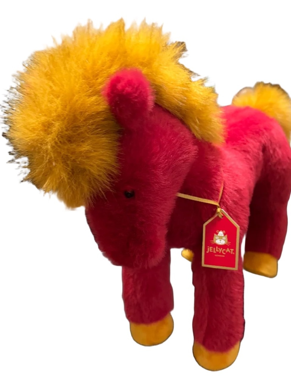 Jellycat Authentic Festival Red Plush Pony with Yellow Mane Limited Edition
